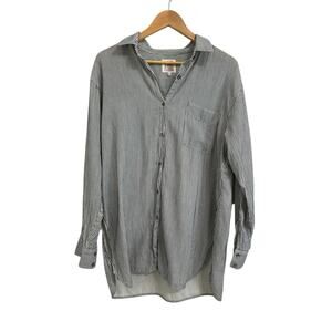 A Shirt Thing women's blue white striped button down tunic size M/L‎